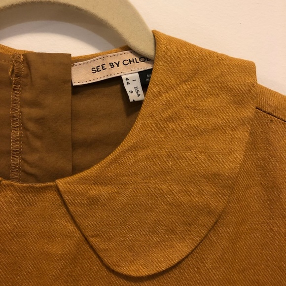 SEE BY CHLOE Yellow Pleated Linen Mini Dress - Picture 8 of 8